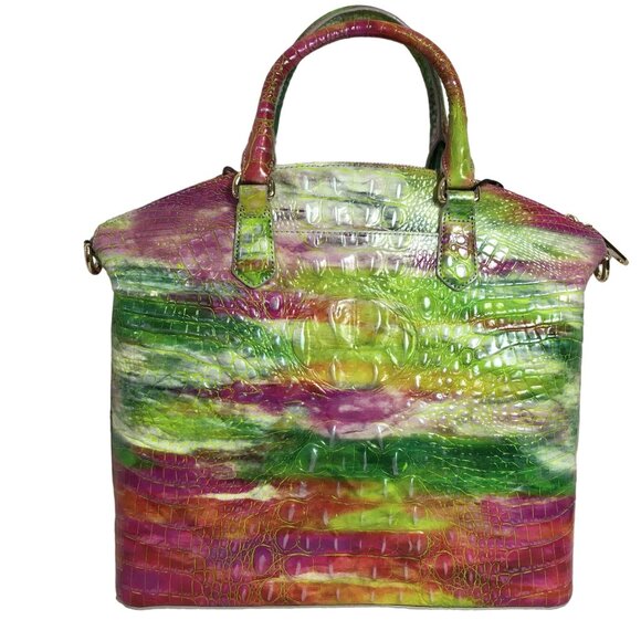 Brahmin LARGE Duxbury Satchel Delight Croc Leather Bag + Wallet + CC Holder NEW - Picture 3 of 13